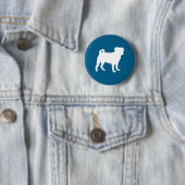 Pug Party Blue Theme Celebration Ronde Button 5,7 Cm (In situ)