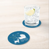 Pug Party Blue Theme Celebration Ronde Kartonnen Onderzetter (Insitu)