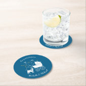 Pug Party Blue Theme Celebration Ronde Kartonnen Onderzetter (Insitu)