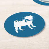 Pug Party Blue Theme Celebration Ronde Kartonnen Onderzetter (Gebogen)