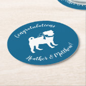 Pug Party Blue Theme Celebration Ronde Kartonnen Onderzetter (Gebogen)