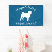 Pug Party Blue Theme Celebration Spandoek (Insitu)