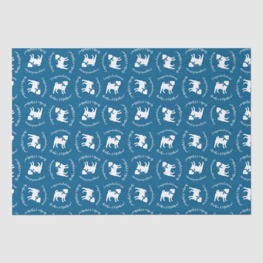 Pug Party Blue Theme Celebration Tissuepapier (Voorkant)