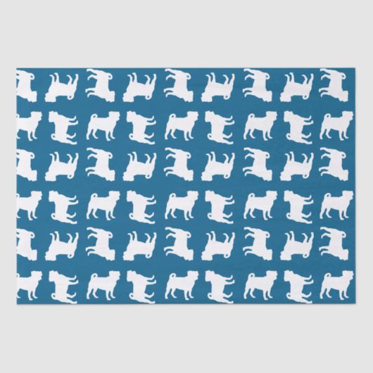 Pug Party Blue Theme Celebration Tissuepapier (Voorkant)