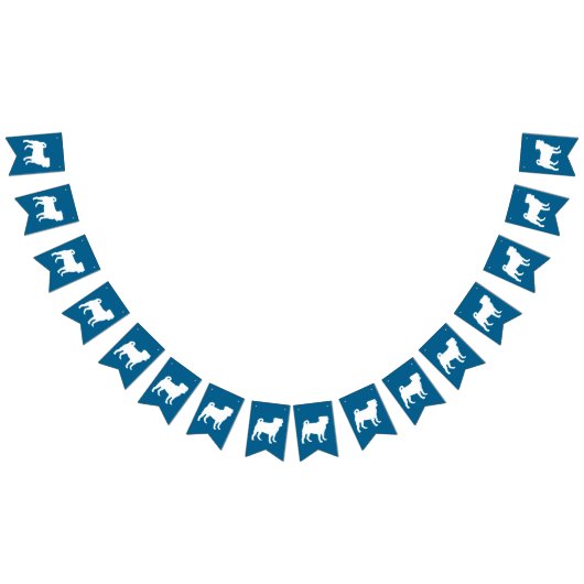 Pug Party Blue Theme Celebration Vlaggetjes (Alle)