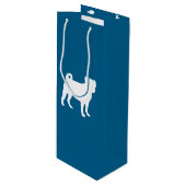 Pug Party Blue Theme Celebration Wijn Cadeautas (Voorkant Gekanteld)