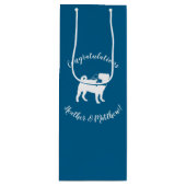 Pug Party Blue Theme Celebration Wijn Cadeautas (Voorkant)