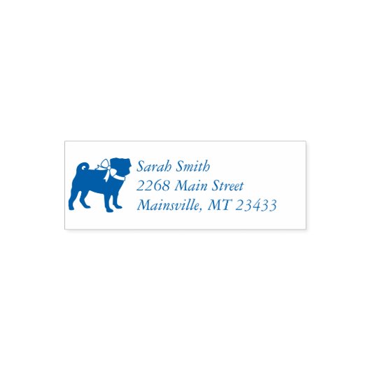 Pug Party Blue Theme Celebration Zelfinktende Stempel (Design)
