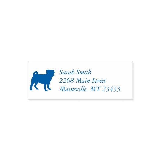 Pug Party Blue Theme Celebration Zelfinktende Stempel (Design)