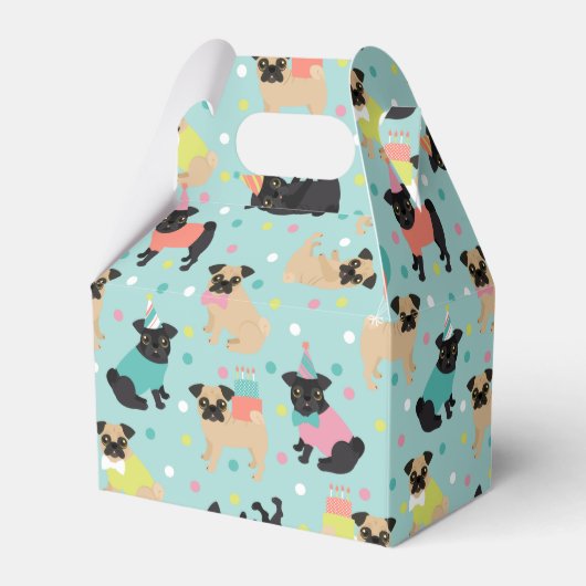 Pug Party Favor Box Bedankdoosjes (Voorkant Zijde)