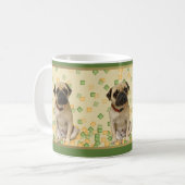 Pug Party in Hand Painted Earth Tones Koffiemok (Voorkant links)