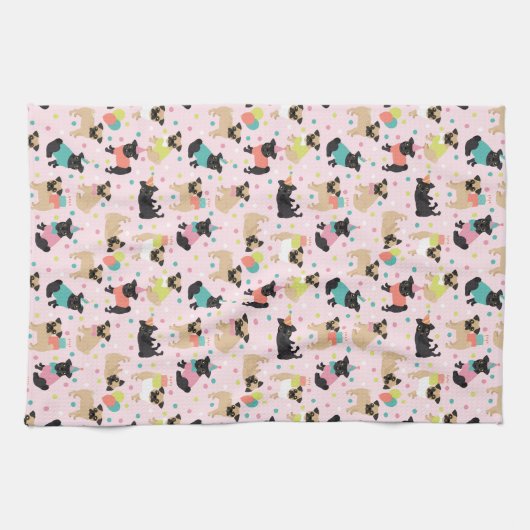 Pug Party Kitchen Towel Theedoek (Horizontaal)