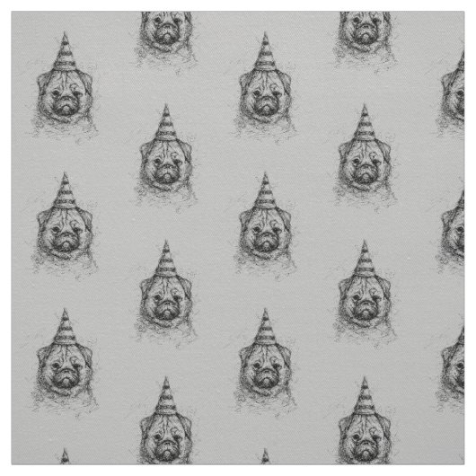 Pug Party Scribble Stof (Swatch)