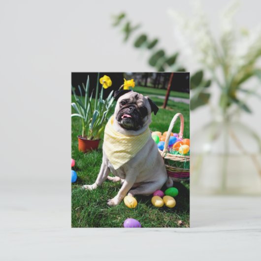 Pug Pasen Feestdagenkaart (Staand voorkant)