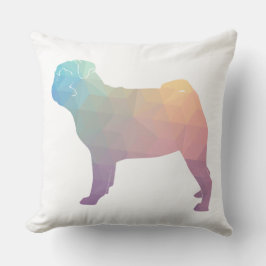 Pug Pastel met gekleurd geometrisch patroon Silhou Kussen