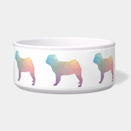 Pug Pastel met gekleurd geometrisch patroon Silhou Voerbakje