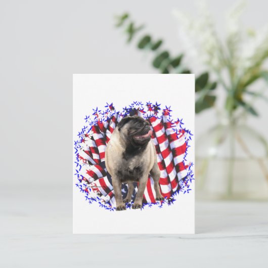 Pug Patriot Briefkaart (Staand voorkant)