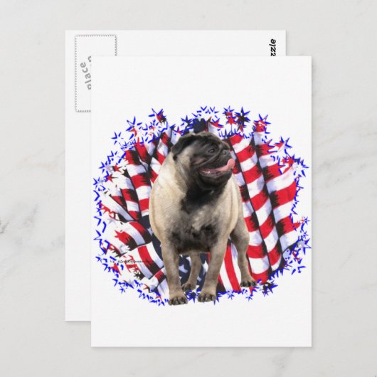 Pug Patriot Briefkaart (Voorkant / Achterkant)