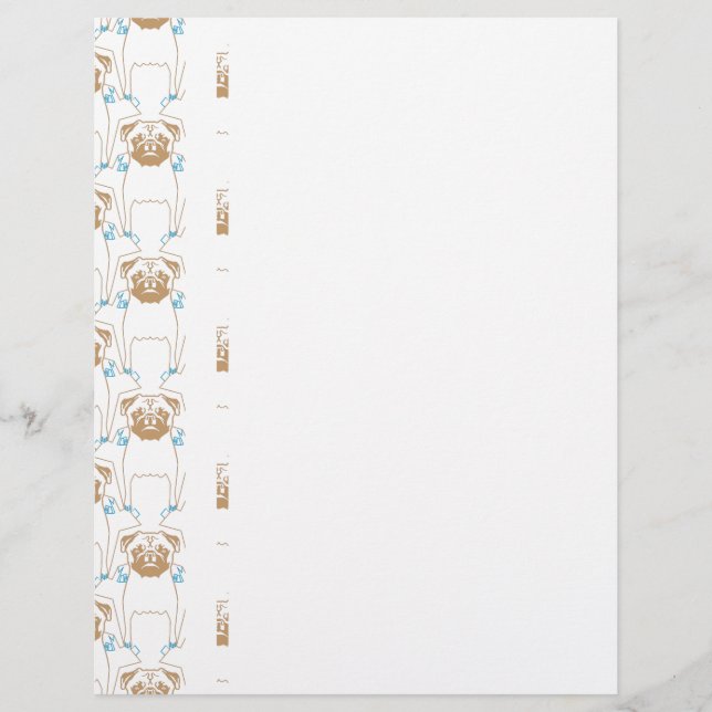 Pug Patroon bruin blauw (Voorkant)