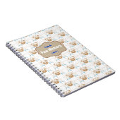 Pug patroon bruin blauw notitieboek (Rechterzijde)
