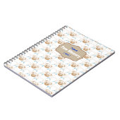 Pug patroon bruin blauw notitieboek (Linkerzijde)