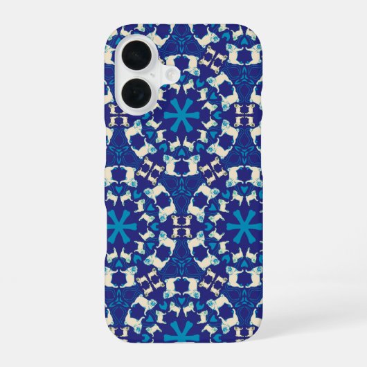Pug Patroon Case iPhone 16 Hoesje (Achterkant)