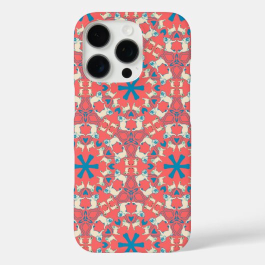 Pug patroon Modern koraalrood Case-Mate iPhone Case (Achterkant)