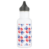 Pug Patroon rood blauw Waterfles (Links)