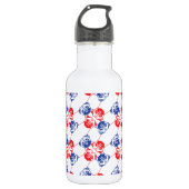 Pug Patroon rood blauw Waterfles (Voorkant)