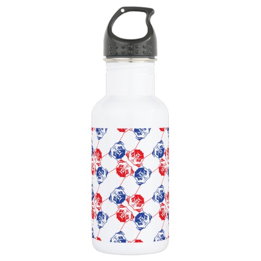 Pug Patroon rood blauw Waterfles (Voorkant)