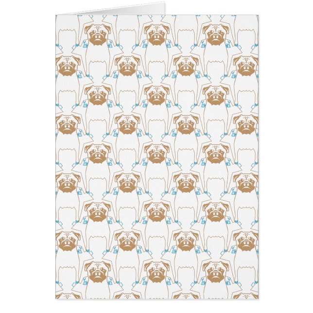 Pug Pattern blauw (Voorkant)
