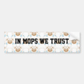 Pug Pattern blauw Bumpersticker (Voorkant)