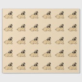 Pug Pattern Creme Wrapping Paper Cadeaupapier (Vlak)