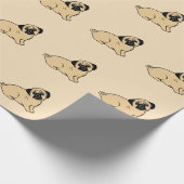 Pug Pattern Creme Wrapping Paper Cadeaupapier (Hoek)