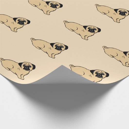 Pug Pattern Creme Wrapping Paper Cadeaupapier (Hoek)