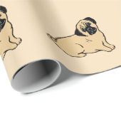 Pug Pattern Creme Wrapping Paper Cadeaupapier (Rol Hoek)