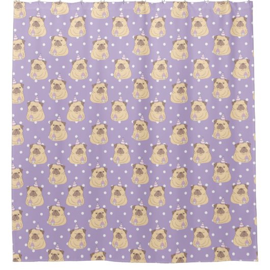 Pug Pattern Shower Curtain Douchegordijn (Voorkant)