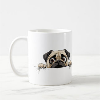 Pug Peeking Schattige Schattig Funny Animal Cartoo Koffiemok