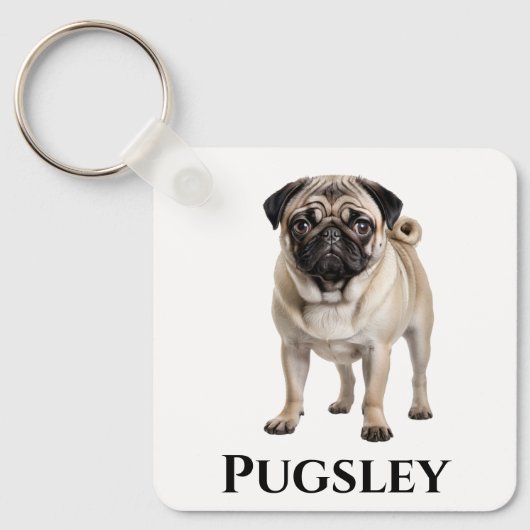 Pug personaliseren sleutelhanger (Voorkant)
