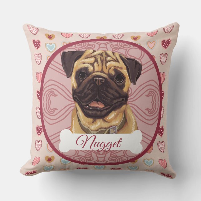 Pug Personalize Valentine Pillow Kussen (Voorkant)