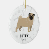 Pug Personalized Dog kerstversiering Keramisch Ornament (Rechts)