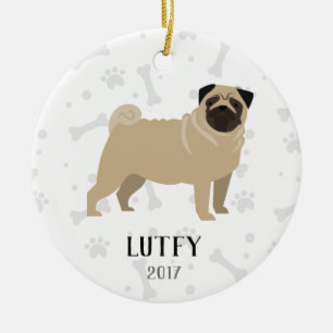 Pug Personalized Dog kerstversiering Keramisch Ornament