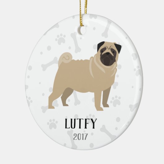 Pug Personalized Dog kerstversiering Keramisch Ornament (Links)