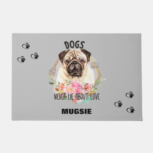 "PUG" PERSONALIZED DOORMAT DEURMAT (Voorkant)