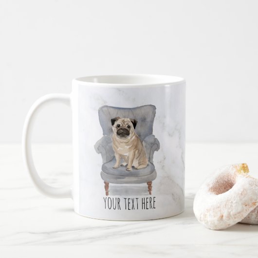 Pug Personalized Mug Koffiemok (Met donut)