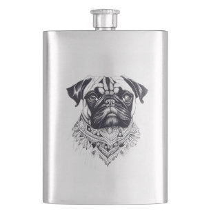 Pug Pet Animal Natuur Illustratie Art Tattoo Flacon