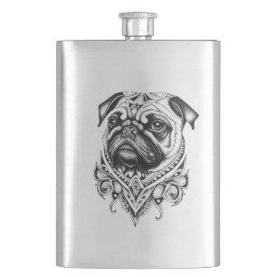Pug Pet Animal Natuur Illustratie Art Tattoo Flacon