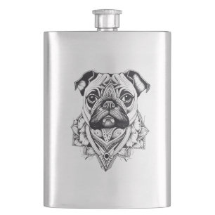 Pug Pet Animal Natuur Illustratie Art Tattoo Flacon