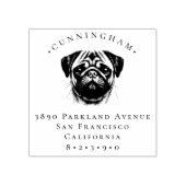 Pug Pet Dog achternaam en retour adres Rubberstempel (Afrduk)