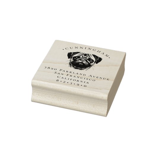 Pug Pet Dog achternaam en retour adres Rubberstempel (Stempel)